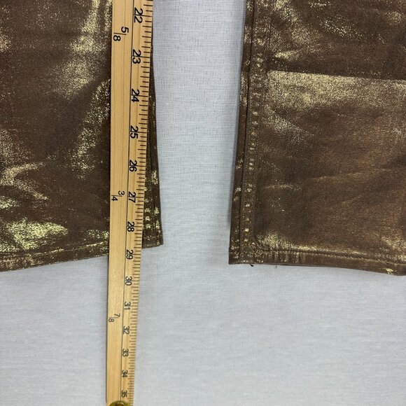 HIGH RISE GOLD METALIC VINTAGE SLIM STRETCH SKINNY FIT JEANS COTTON SIZE 27/4 - Picture 9 of 12